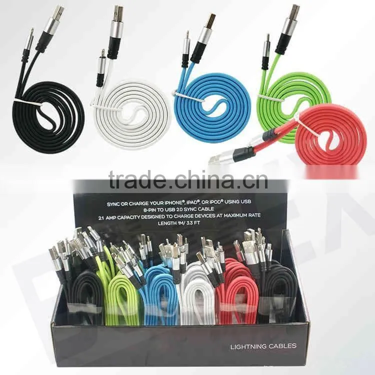 Flat 24AWG Micro USB Extension Cable with 2A Flash Charge