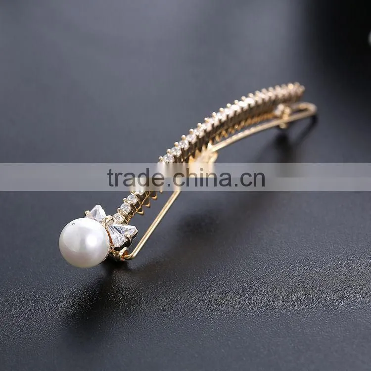 HappyBaby Shinning Pearl Barrettes CZ Diamond Rhinestone Headwear Hair Clips Hairpin Hair Pin BB Clip