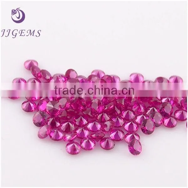 Round brilliant cut loose synthetic corundum ruby stone