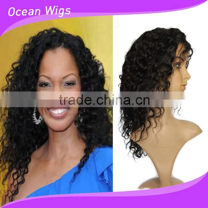 long Curly Wigs For Black Women, Malaysian Human Hair Kinky Curly Full Lace Wigs