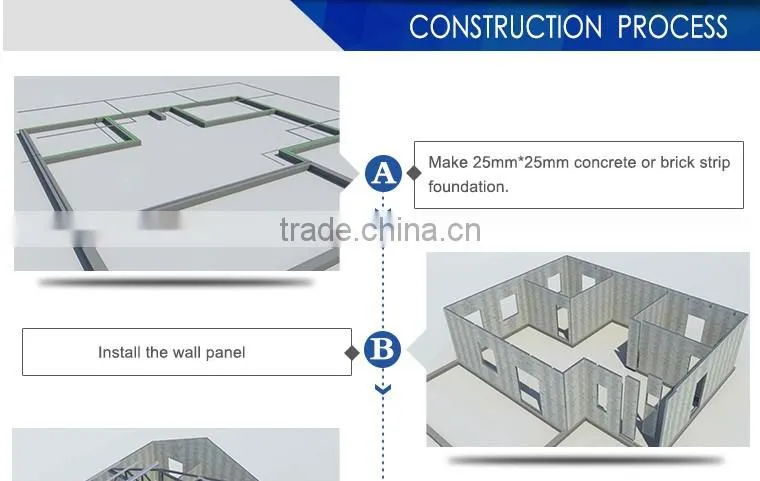 Long service lifespan permanent prefabricated quick assembly houses