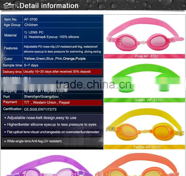 High Quality kids silicone swimming goggles safety swim goggles factory price