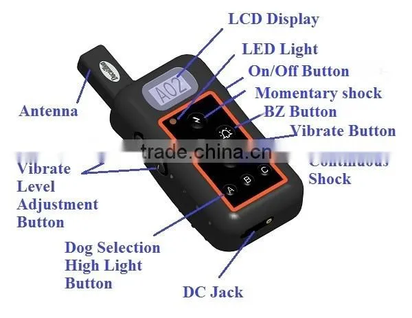 2000Meter LCD control remote waterproof & rechargeable electric dog collar
