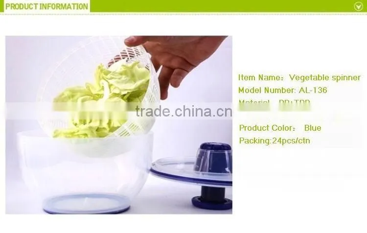 PP+TPR 20.7*13*13 Kitchen tools plastic salad spinner/vegetable spinner/salad maker/food dehydrator