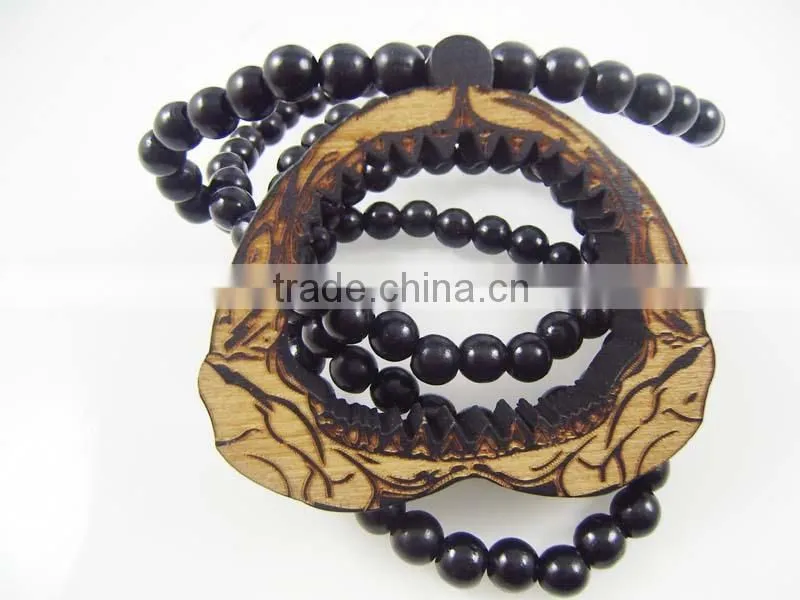 Hip Hop good big mouth Pendants Men's Fashion Wood Rosary Chain Beads Necklaces