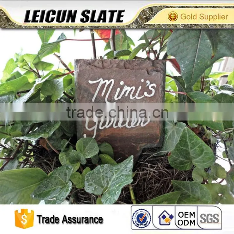 Factory Direct Price Handmade Black Slate Plant Marker With Metal Rod
