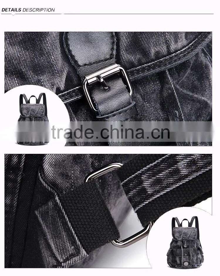 High quality fashion factory OEM durable retro jeans cloth backpack bag