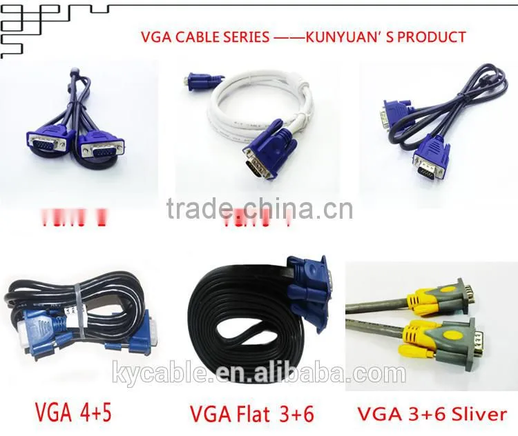 Nickel plated vga3+6 cable with magnetic loops 1.5m 3m 5m 10m 15m 20m 25m 30m 40m 50m