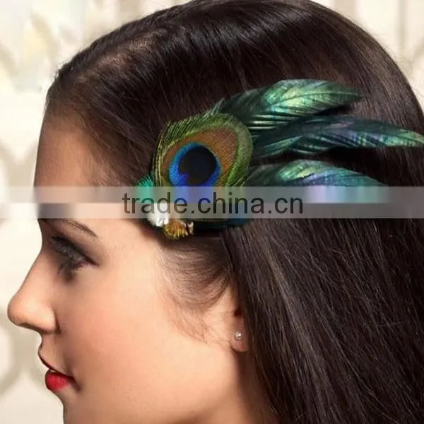 eye peacock feather hair clip - bohemian feather fascinator