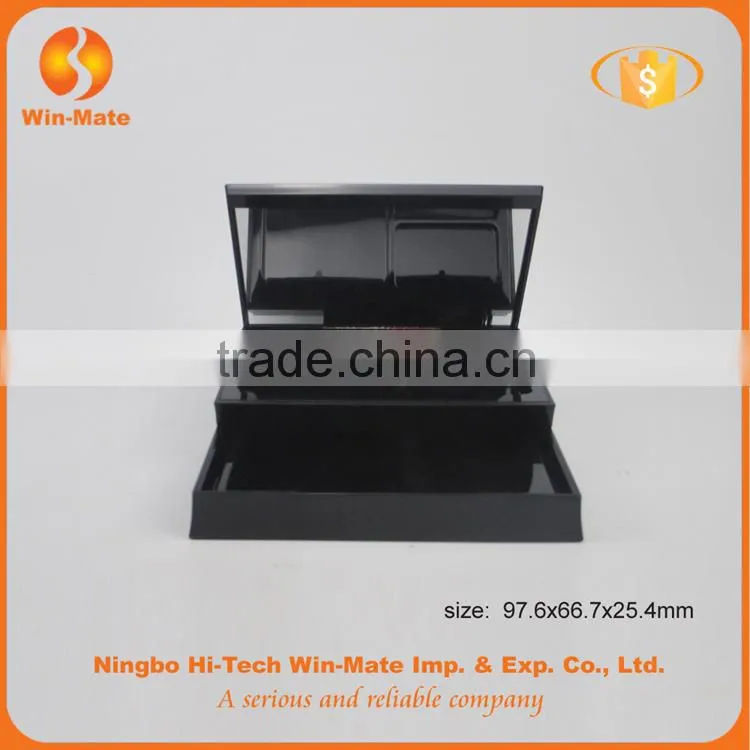 Factory promotion! 2 layer foldable 5 color black large Eyeshadow Palette box with mirror