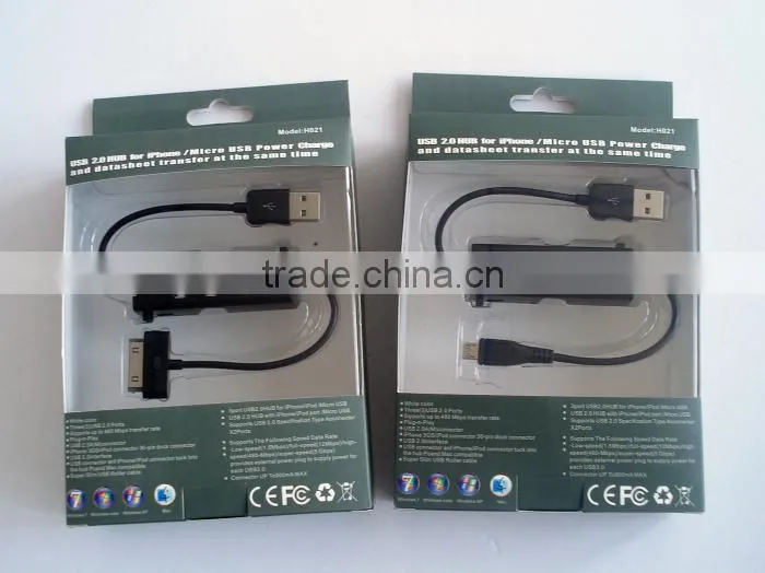Promotional gift micro charge cable with usb 2.0 hub for Android mobile phone