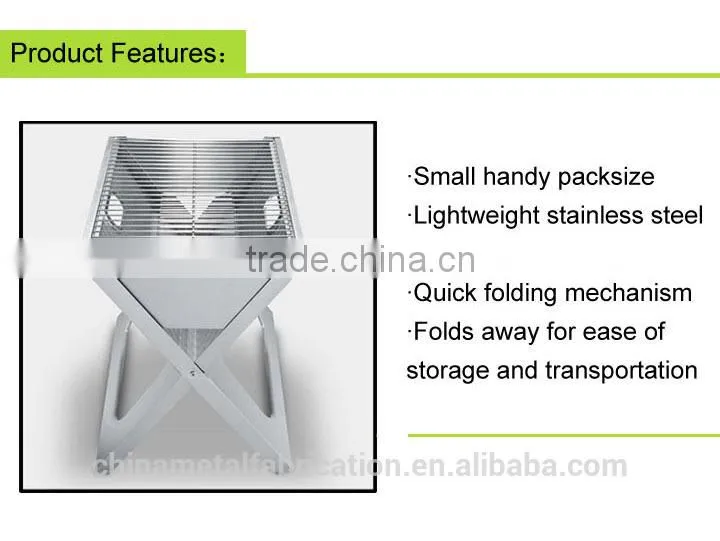 Outdoor Camping Small Flat Stainless Steel Charcoal BBQ Grills