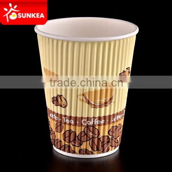 Wholesale black ripple disposable 16oz coffee paper cups