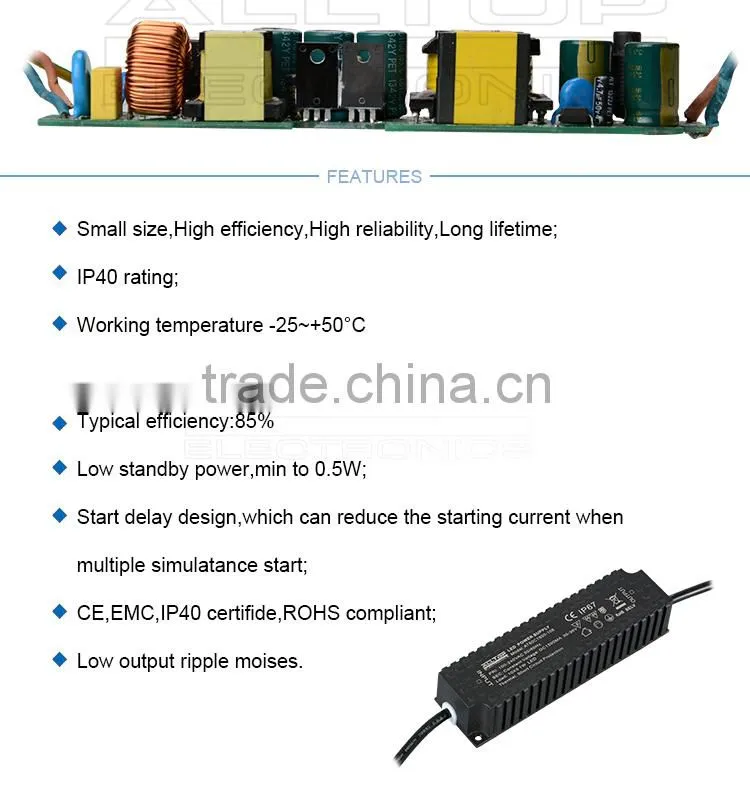 Electronic constant current 1500mA 50w IP67 waterproof led driver