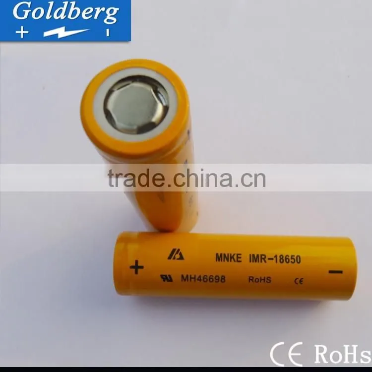 Best quality mnke IMR18650 3.7v 1500mah Li-ion rechargeable battery with factory price