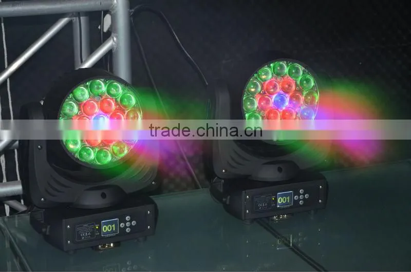 19pcs*15W quad RGBW zoom beam wash moving head led stage light