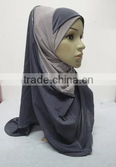 H287 new style two tone hoody shawl,fashion muslim hijab