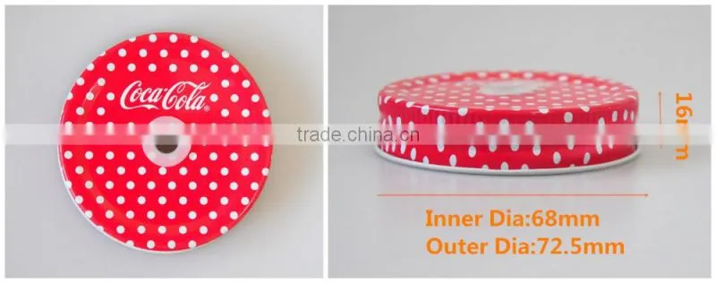 Tinplate metal screw lids with hole for mason jar