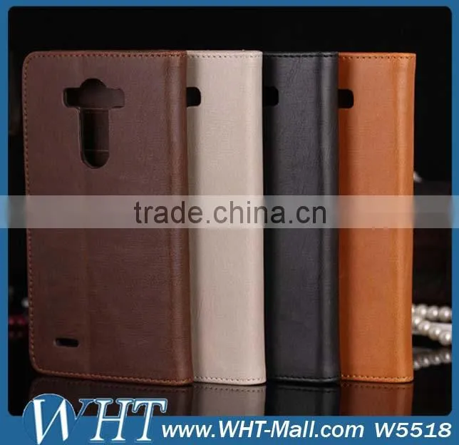 Top Quality Three Card Slots Leather Purse Case for LG G3, for LG G3 Flip Case Cover