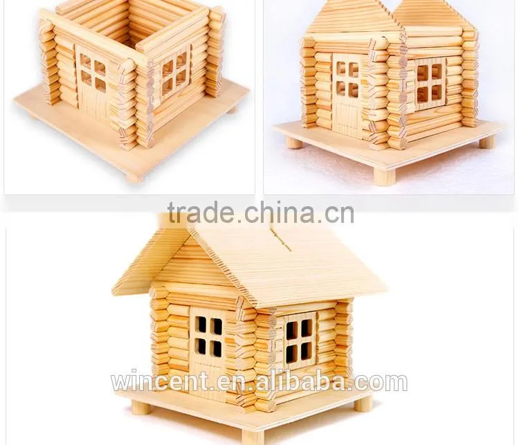 Kid's DIY Wooden Puzzle Piggy Bank House