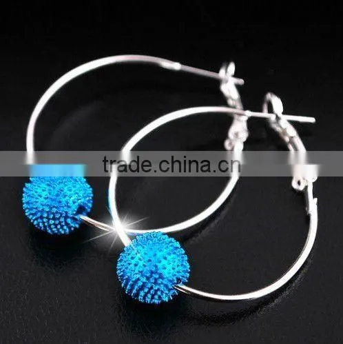 Crystal ball hoop earrings