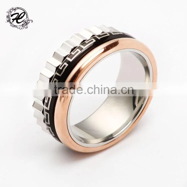 Custom cheap wholesale gold men stainless steel screw gear ring