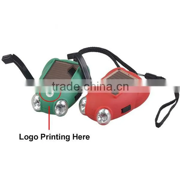 LED Solar Power Hand Cranking Plastic Kids Mini Flashlight