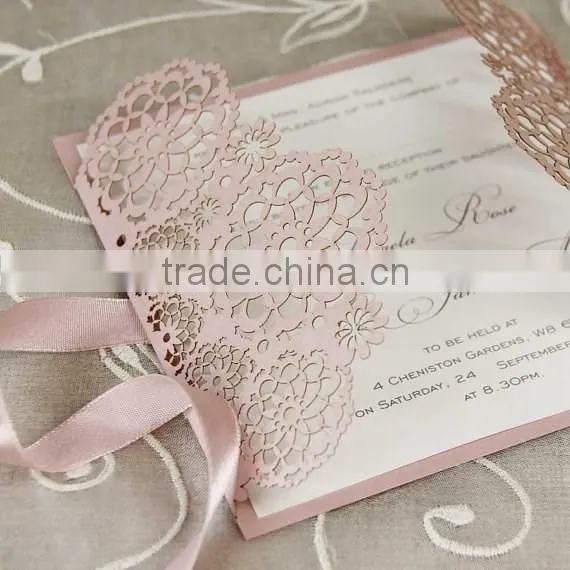 Intricate Floral Lace Filigree Laser Cut Gatefold Evening Wedding Invitation Handmade Personalized With Envelope Many Colours