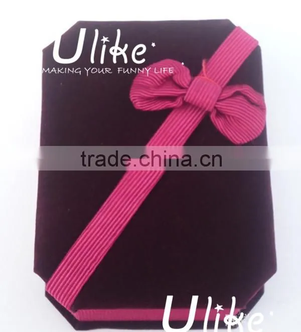 beautiful velvet red jewelry ring gift box with bowknot ring jewelry box velvet double ring box wedding items