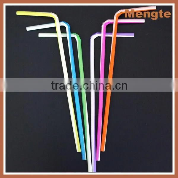 Plastic Straw Middle Large Bend Flexible Drinking straw with mix color