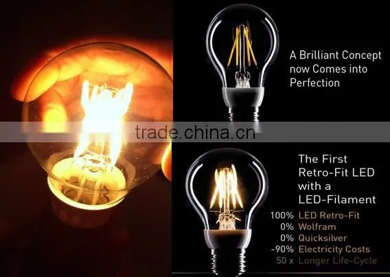 High CRI >90 360 degree LED Filament Bulb Lamp, dimmable filament bulb led COB-G6024D