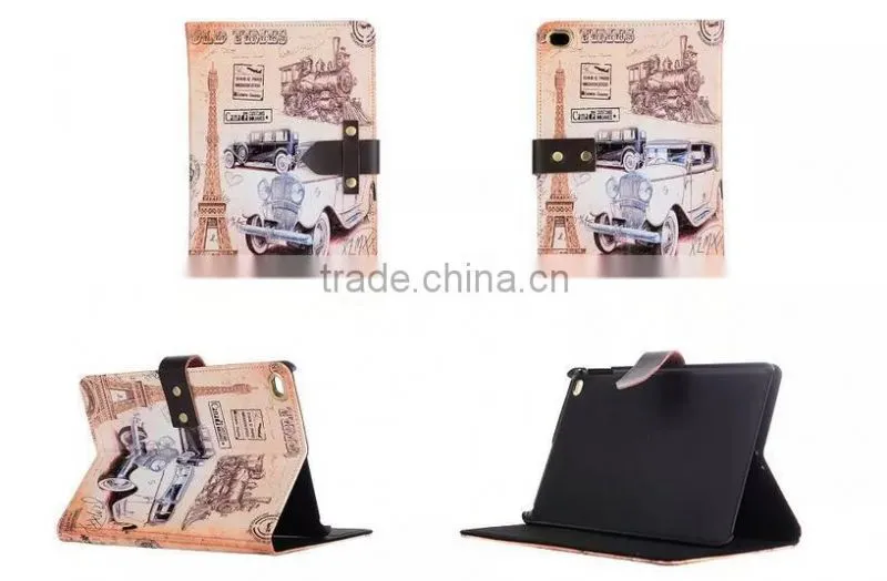 Retro Colorful Painting Flip Standing Pu Leather Case For iPad Pro With Sleeping Function