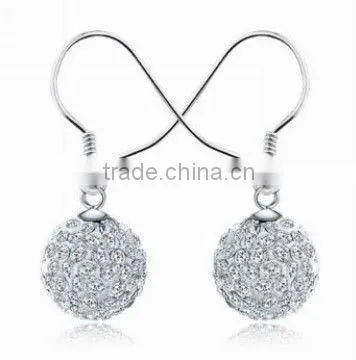 White Crystal Earring And White Ball Wedding Pendant Necklace With Jewelry Sets