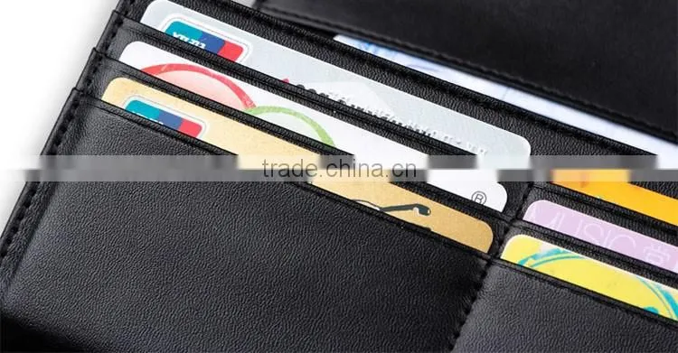 Classical saffiano leather wallet with metal frame