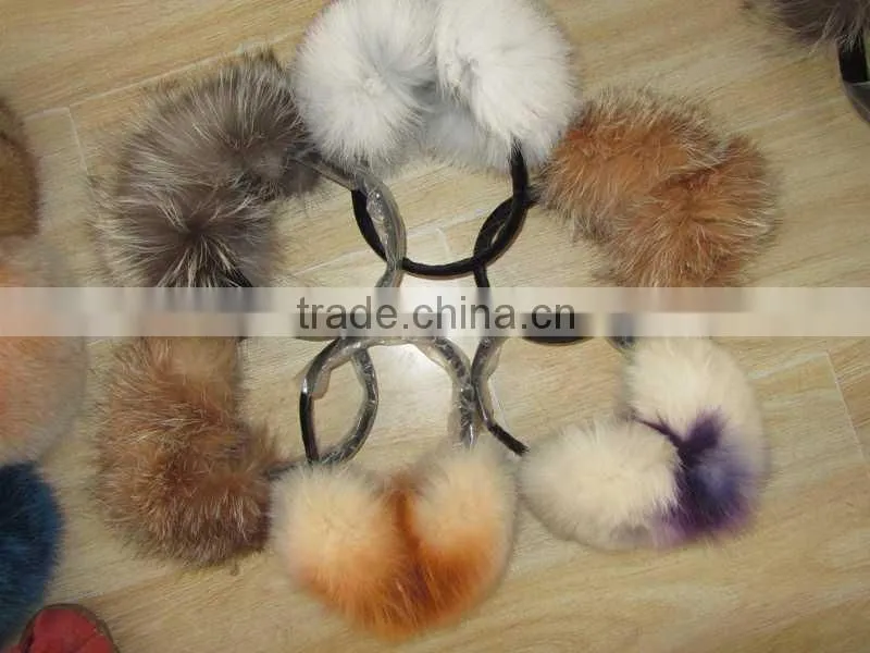 multy color warm fox fur hat earmuffs