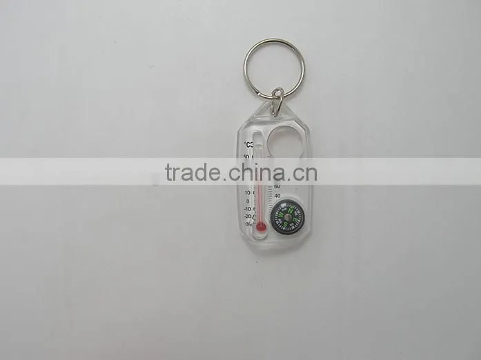High quality Plastic keychain compass with thermometer