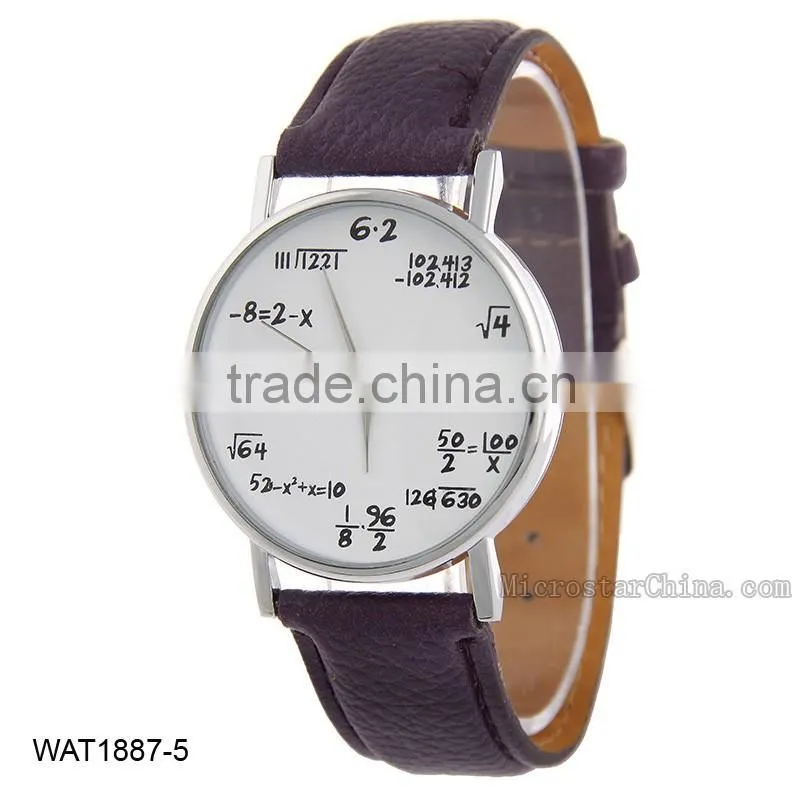 Creative Personalized Mathematical Formula Pink Leather Wrist Watch