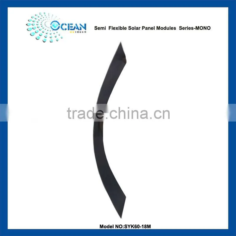 60w 12v semi-flexible solar panel with weatherproof low-profile & lightweight design.