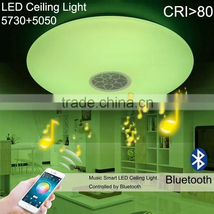 Dimmable 42W LED Ceiling Light with Built-in Bluetooth Speaker Brightness Music Lamp 1760LM AC220V APP Control