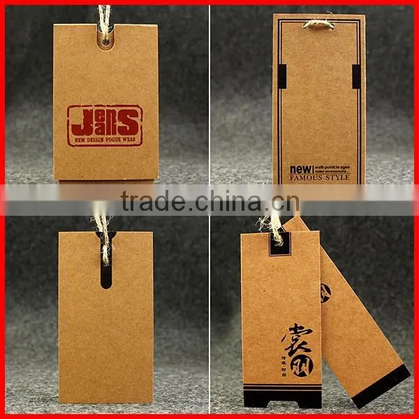 Hot Sale Kraft paper Cardboard Jeans price Hang Tag With ribbon manufacture
