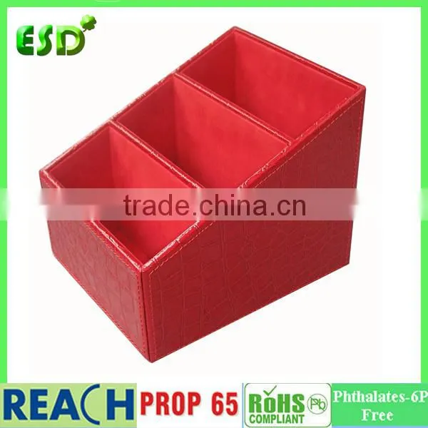 PU Leather Desktop Storage Box for Remote Control Mobile Phone Cosmetics Office Supplies Holder Collection Desk Organizer