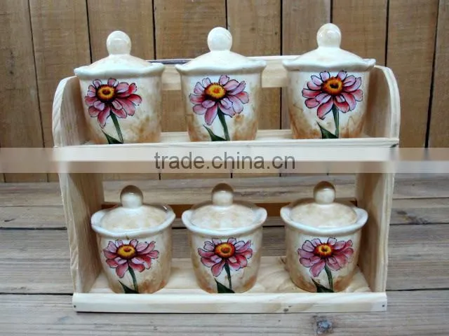 Wholesale handpaint daisy ceramic hang side flower planter set