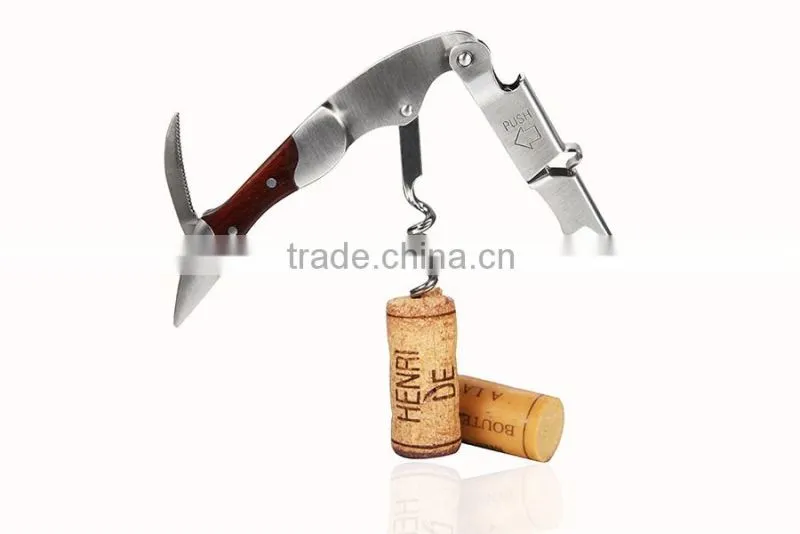 bar tools wine bottle opener wine corkscrew metal stainless steel waiter's wine opener with knife