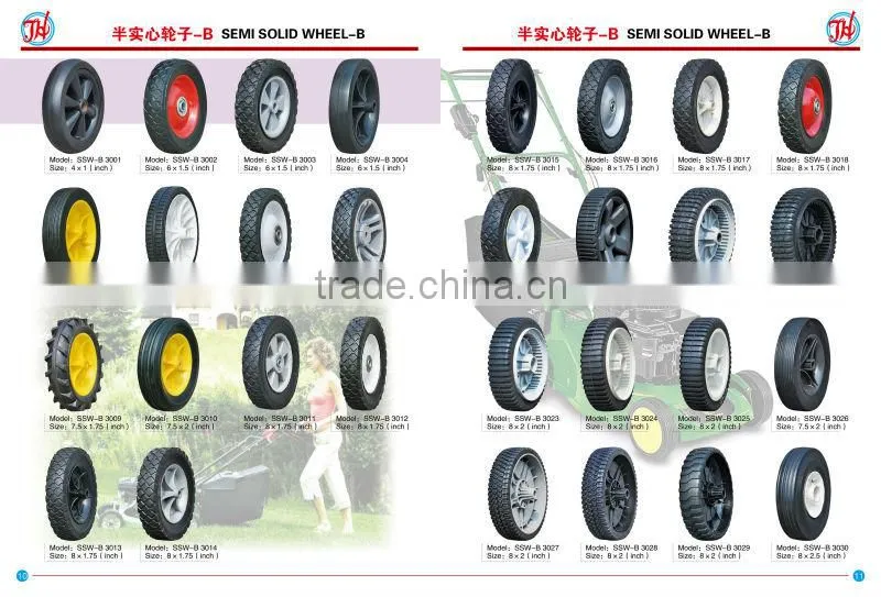 14x1.75 inch semi pneumatic rubber wheel with rib tread