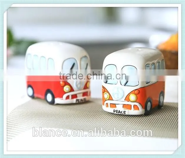 Camper Van VW ceramic salt and pepper shaker set in bus design