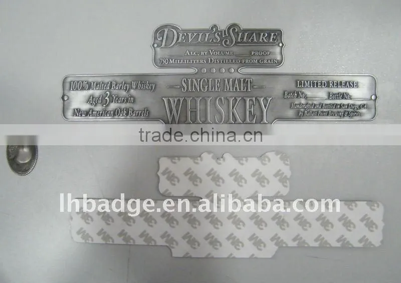 aluminum Vodka or Whiskey wine label
