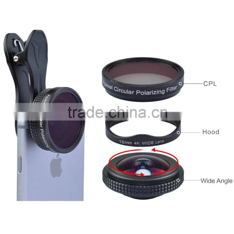 Universal 2 in1 Clip Wide Angle + CPL Filter Mobile Phone Camera Lens For iPhone 5 5C 5S 6 6+ 6S 6S Plus Samsung