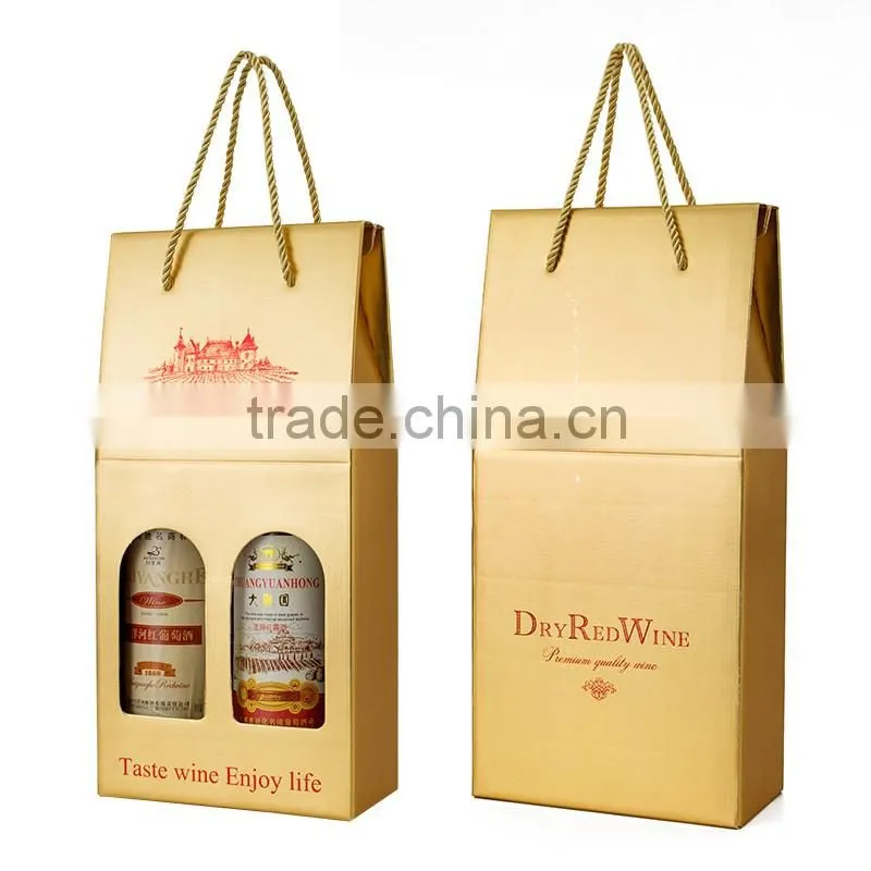 High quality recyclable wine packaging take away paper bag