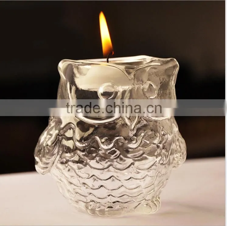 2016 hot sale crystal night owl candle holder for home decor