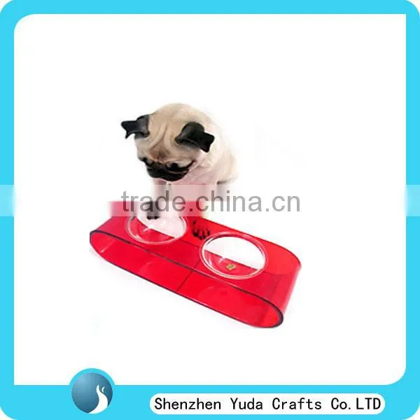 Acrylic pet double bowls plastic pet bowl for cat